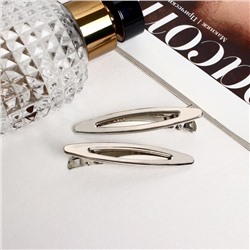 Зажимы для волос «Кимберли», 6 см, набор 2 шт., серебро