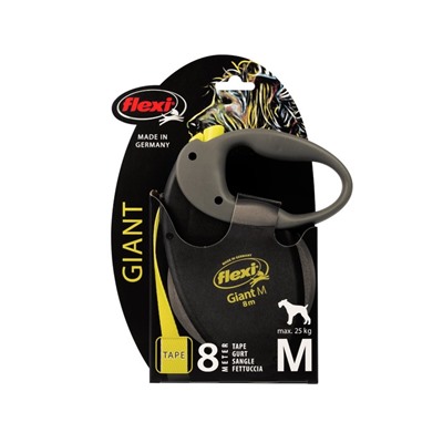 Рулетка Flexi  Giant Neon M (до 25 кг) со светоотражающим ремнем, 8 м