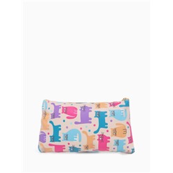 Косметичка-пенал на молнии, плоская, с рисунком, бежевая/разноцветная
