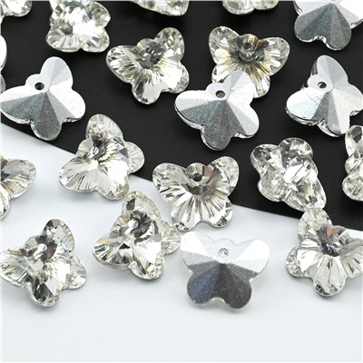 Бусина акриловая Бабочка 15*12мм цв.серебристый