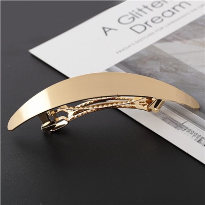 Заколка-автомат для волос металлическая Золотая Широкая, 2*10 см.