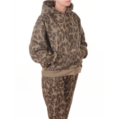 868-6 GREEN/LEOPARD Костюм спортивный зимний женский (95% хлопок, 5% полиэстер)