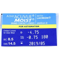 1-Day Acuvue Moist for Astigmatism, 30 pk