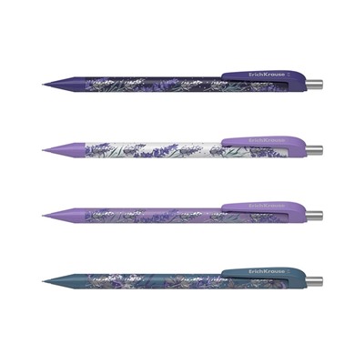 Механический карандаш ErichKrause «Lavender», НВ, 0.5 мм, матовый корпус Soft-Touch, фольгированные элементы, в тубусе, МИКС