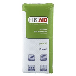 Пеленки FirstAid медицинские впитывающие 60х90 см - 5 шт.