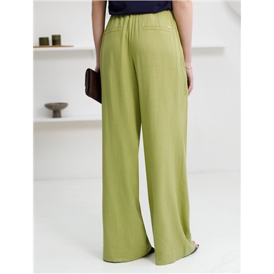 Свободные брюки палаццо на эластичном поясе изо льна с вискозой