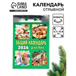 Календарь 2026 отрывной «Общий календарь» 7.7×11.4 см