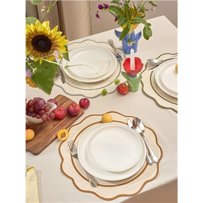 Салфетка под приборы Anemone из коллекции Trendy Ruffles, Ø38 см, карри