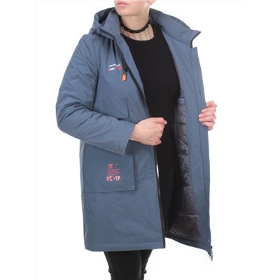 105-1 GRAY/BLUE Пальто демисезонное женское FAMILY (100 гр. синтепон)