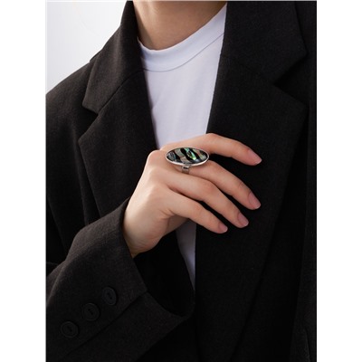 Кольцо «Галиотис» волна, цветное в серебре, безразмерное