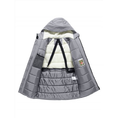 Парка зимняя мужская с капюшоном серого цвета 9533-1Sr