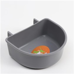 Миска пластиковая в клетку и для переносок 250 мл, серая