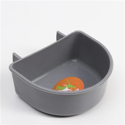 Миска пластиковая в клетку и для переносок 250 мл, серая