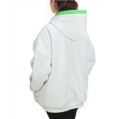 2562 WHITE/GREEN Худи женское (50 гр. синтепон)