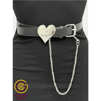 Ремень двусторонний черный из экокожи 2,8х115 см Р25