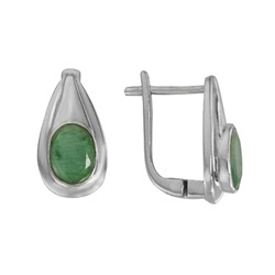 Серьги 'Кара' с изумрудом, родий ТПСН.801ИЗR