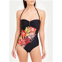 Soon Floral Palm Bandeau Swimsuit