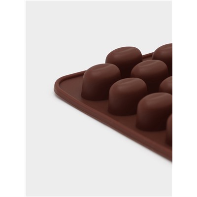Форма для мармелада Доляна «Кофейные бобы», силикон, 18.5×11×1 см, 55 ячеек (1.6×1.2 см), коричневая