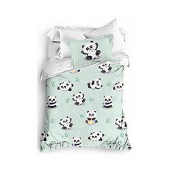 1 сп. 3Д Пододеяльник с Наволочкой Ранфорс 3D KüçükPanda Mint