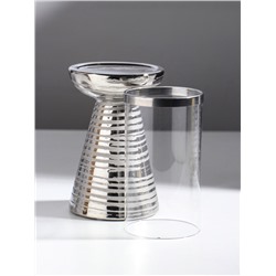 Подсвечник на 1 свечу «Зебра Греви», керамика, стекло, d=8 см, серебро, 10×10×29.5 см