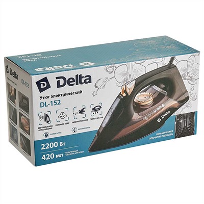 Утюг электрический 2200 Вт DELTA DL-152 черный с золотым