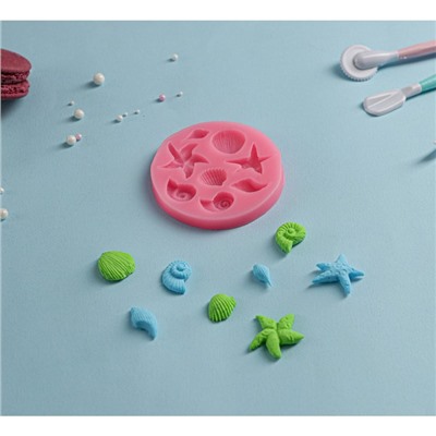 Молд для заливки Доляна «Морские звёзды», 8 ячеек, силикон, d=8 см, розовый