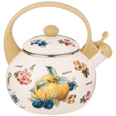 ЧАЙНИК AGNESS ЭМАЛИРОВАННЫЙ СО СВИСТКОМ, СЕРИЯ "ФРУКТЫ" 2,2Л, ИНДУКЦИОННОЕ ДНО