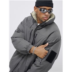 Куртка двухсторонняя мужская молодежная зимняя серого цвета 25308Sr