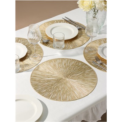 Салфетки сервировочные на стол Доляна «Сияние», d=38 см, 4 шт., золотые