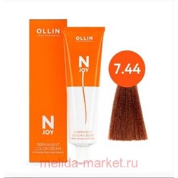 OLLIN "N-JOY" 7/44 – русый интенсивно-медный, перманентная крем-краска для волос 100мл