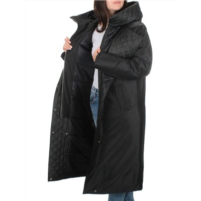EAC327 BLACK Пальто зимнее женское (200 гр. холлофайбера)