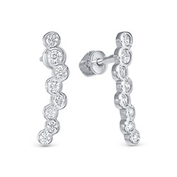 Серьги с фианитом родированные серебро 925*