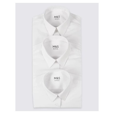3pk Girls' Easy Iron School Shirts (2-16 Yrs)