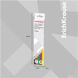 Карандаши цветные 6 цветов, ErichKrause, пластик, шестигранные, 2.6 мм грифель, картонная упаковка, европодвес