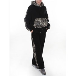 008 BLACK/LEOPARD Костюм спортивный зимний женский (95% хлопок, 5% полиэстер)
