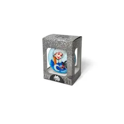 Елочная игрушка стеклянная декорированная "Медальон Снегурочка"