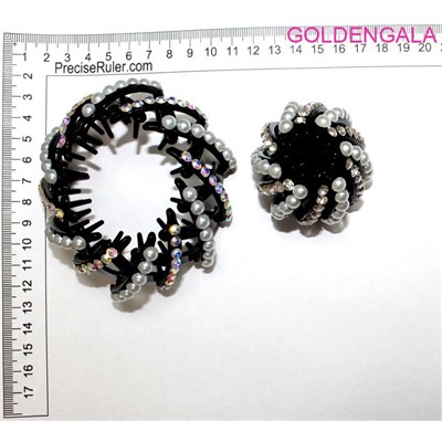 Краб для моделирования прически с жемчугом (белые стразы) КР29