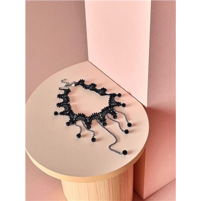 Чокер «Госпожа» круглые бусины, цвет чёрный, 31 см