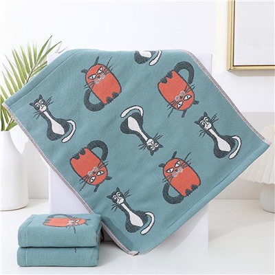 Towels Korean graffiti cat series four-layer cotton gauze large square towel hand towel kitchen towel factory price wholesale