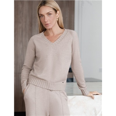 Джемпер с V вырезом из мягкой пряжи с кашемиром