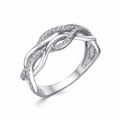 Кольцо с фианитом родированное серебро 925*