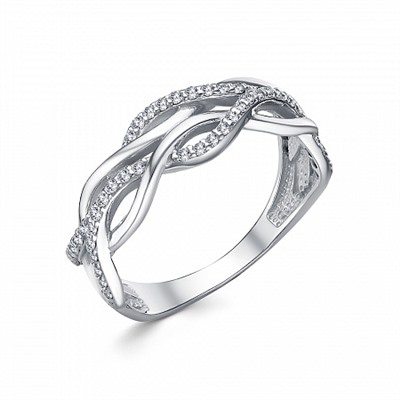 Кольцо с фианитом родированное серебро 925*