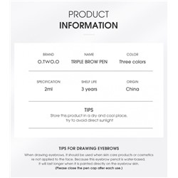 Маркер для бровей O.TWO.O Triple Brow Pen Dark Brown № 3 ml