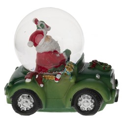 Фигурка декор в стекл шаре "Дед Мороз на машине", D 4.5 см, L7,5 W5 H7 см