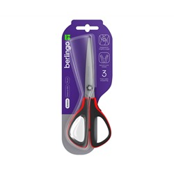Ножницы Berlingo "Easycut 300", 19см, красные, мягкие вставки, европодвес