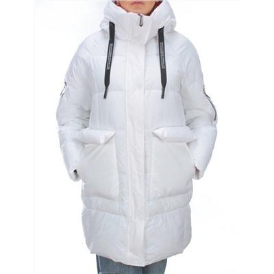 2197 WHITE Пуховик женский зимний AIKESDFRS (холлофайбер)