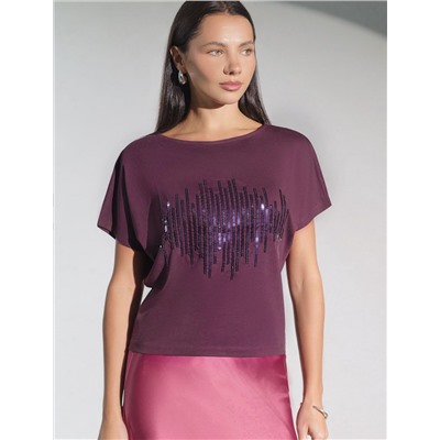 Нарядная футболка с принтом пайетками