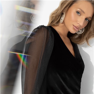 Платье из бархата с драпировкой, Роковая фантазия (полночь)