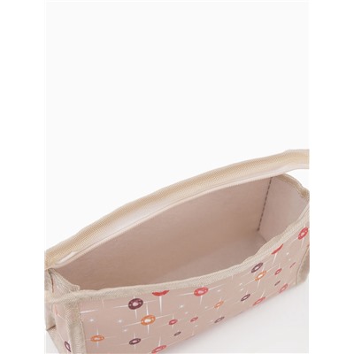 Косметичка на молнии, треугольная, маленькая, с рисунком, бежевая