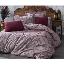 2 сп. Евро Комплект Постельного Белья Cotton Saten Safir Bordo - EcoCotton
